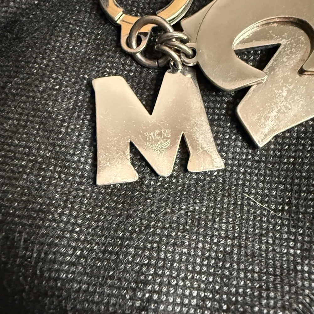 MCM Olive Green Tangerine and Silver Bag Charm Key Holder